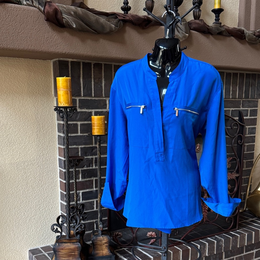 MICHAEL Michael Kors Royal Blue Button Down Shirt size 12. 100% polyester.